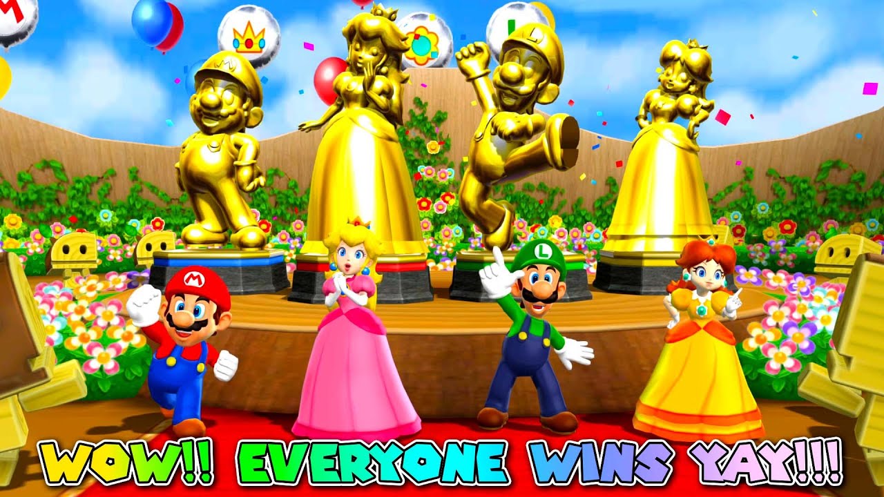Mario Party 9 Step It Up: Everyone Wins Fair and Square || Mario vs Pech vs Luigi vs Daisy