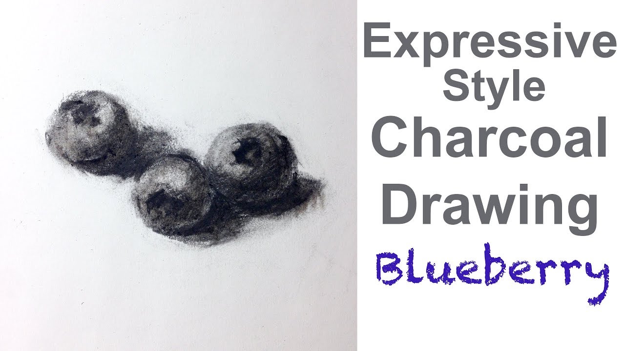 How to Draw Fruit:blueberry with Charcoal  (Expressive style)