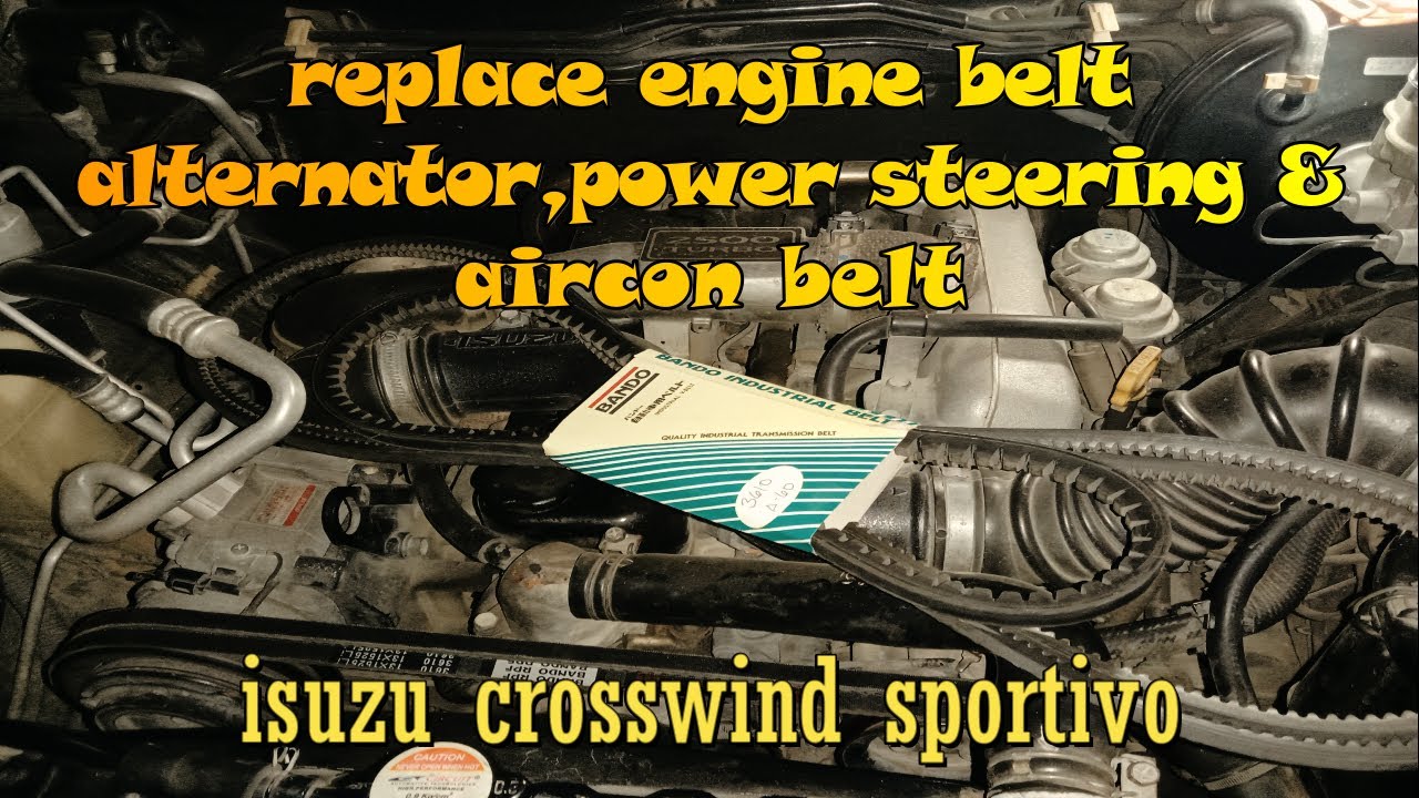 Isuzu Crosswind Sportivo How to replace power steering aircon and alternator belt. (Tagalog)