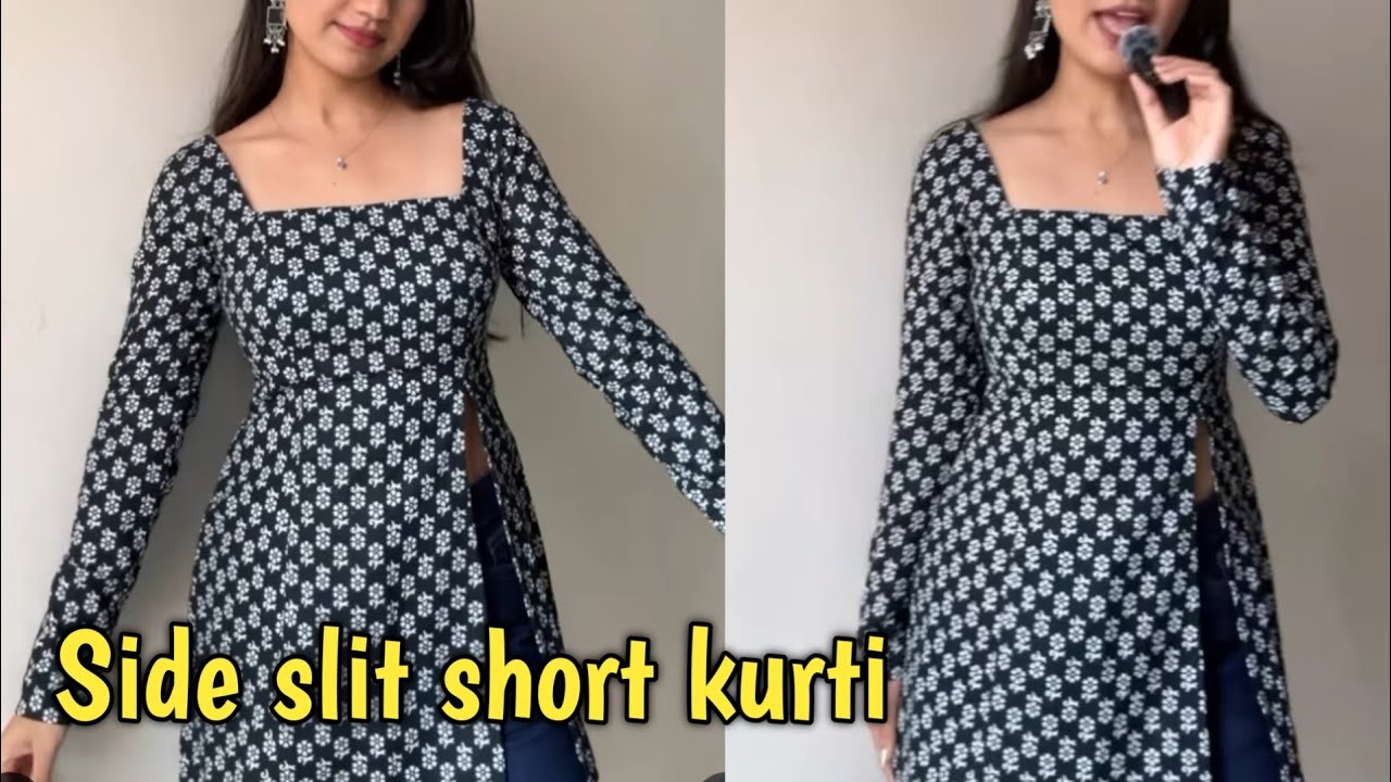 Trending side slit short kurti / cutting and stitching very easy step by step