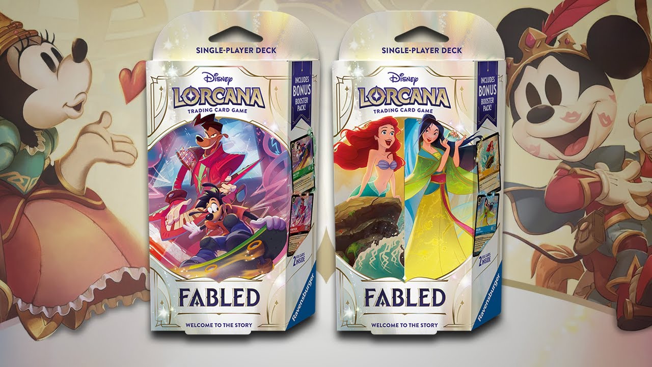 Abrindo os DECKS Iniciais de Lorcana da Coleção Fabled: Pateta O Filme e Ariel + Mulan! Disney Cards
