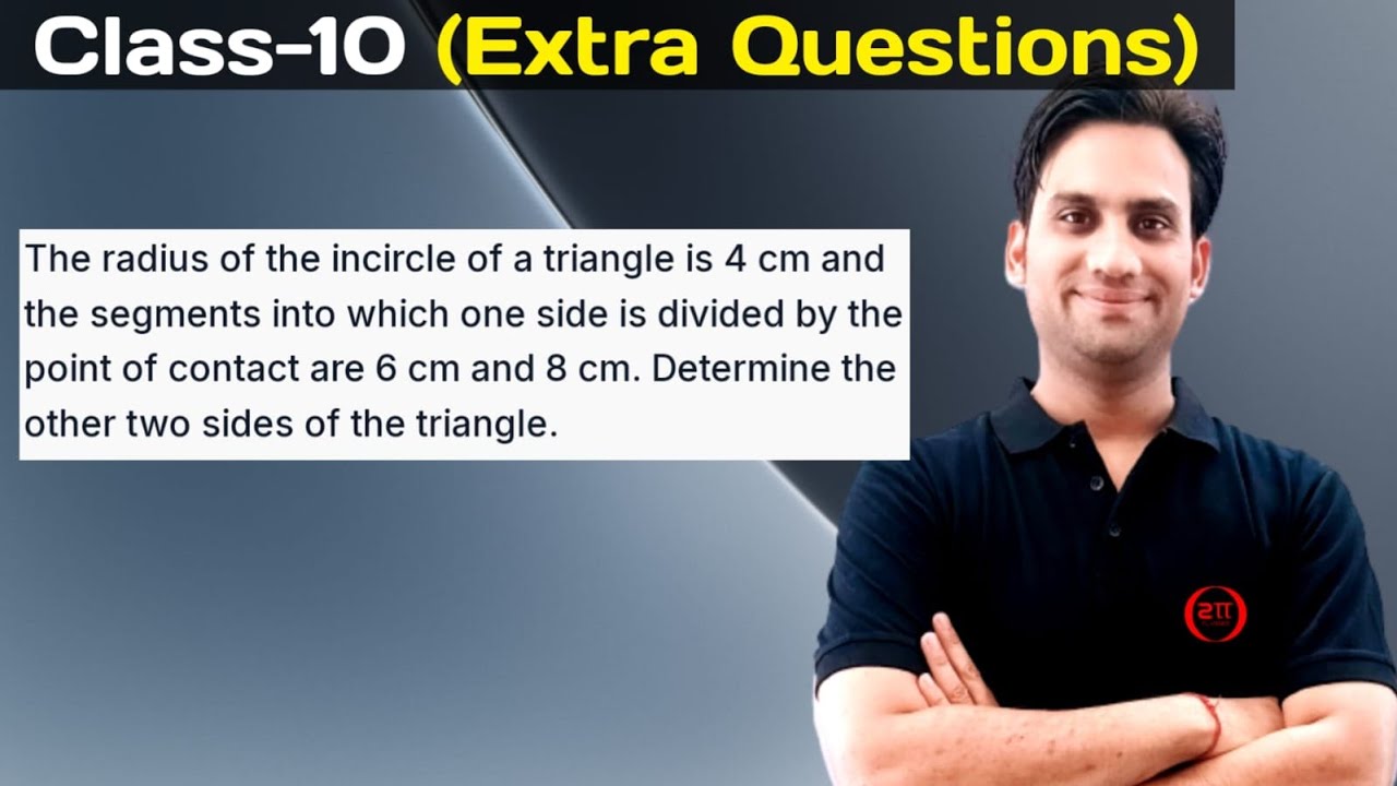 The radius of the incircle of a triangle is 4 cm and the segments into which one side is divided by