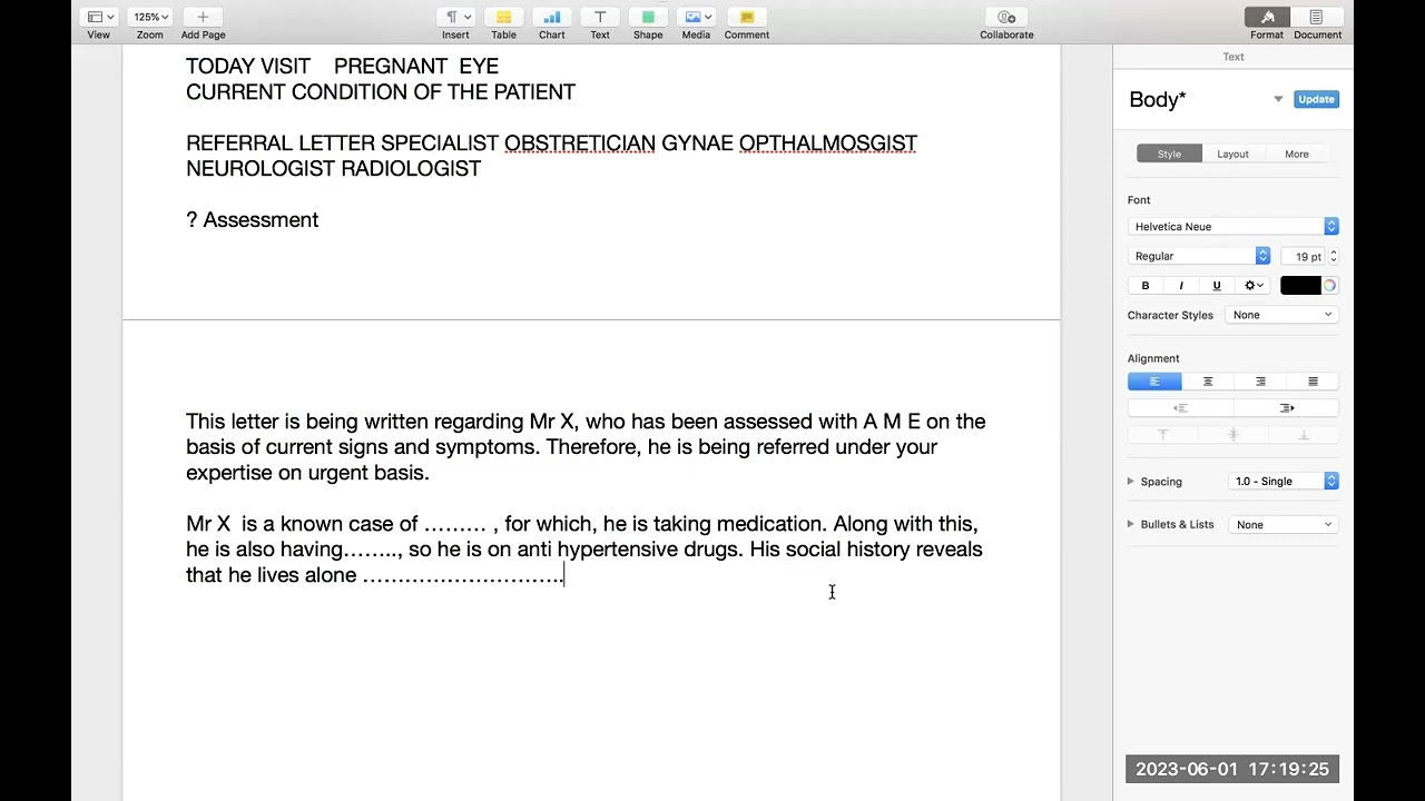 Expected #oet  letter | Visit letter pattern | Sample of oet letter for #oetexam