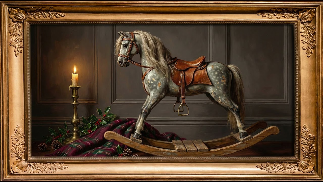 Ralph Lauren Inspired TV Art | Old Money Christmas Rocking Horse | Moody Equestrian