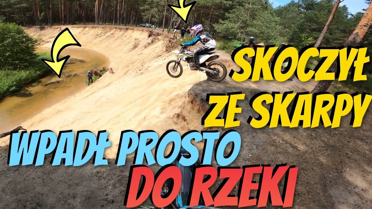 WPADŁ PROSTO DO RZEKI NA CROSSIE / Połamał plastiki - Skoki ze skarpy / NOWY TEREN