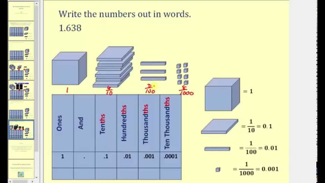 Decimal Notation:  Writing Decimals in Words