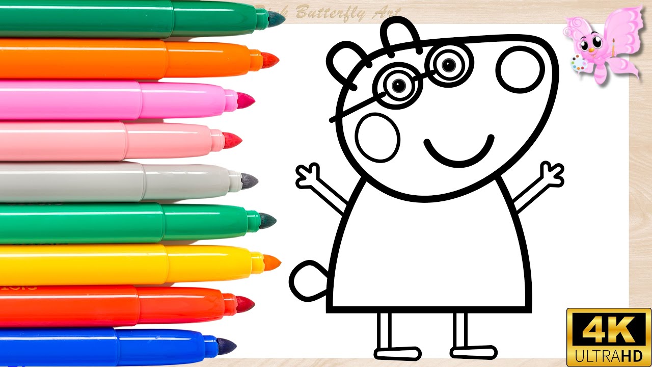 Penny Polar Bear, Peppa Pig Friend Drawing and Coloring for Kids Toddlers Preschoolers | Easy & Fun
