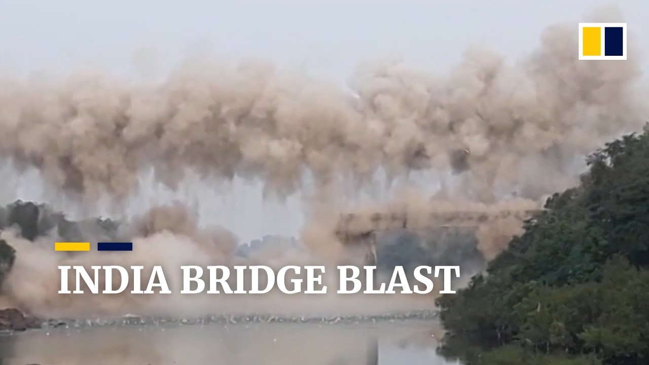 Dramatic blast demolishes Indian bridge