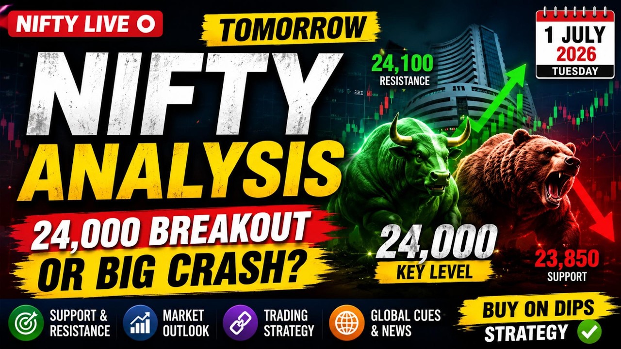 🚨 NIFTY LIVE Tomorrow | 1 July 2026 | 24,000 Breakout or Big Crash? | Support & Resistance Analysis