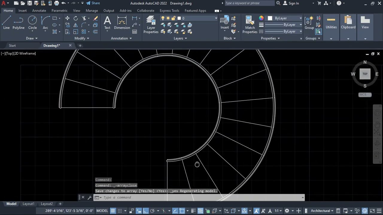 Stair - 2D Spiral Stair make in AutoCAD 2022 with some Advance tools. #autocad #autodesk #architect