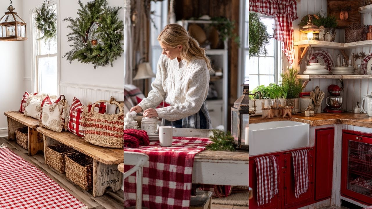 Rustic Red & White Vintage Farmhouse Winter Decor 2025 for Cozy Cottage Living