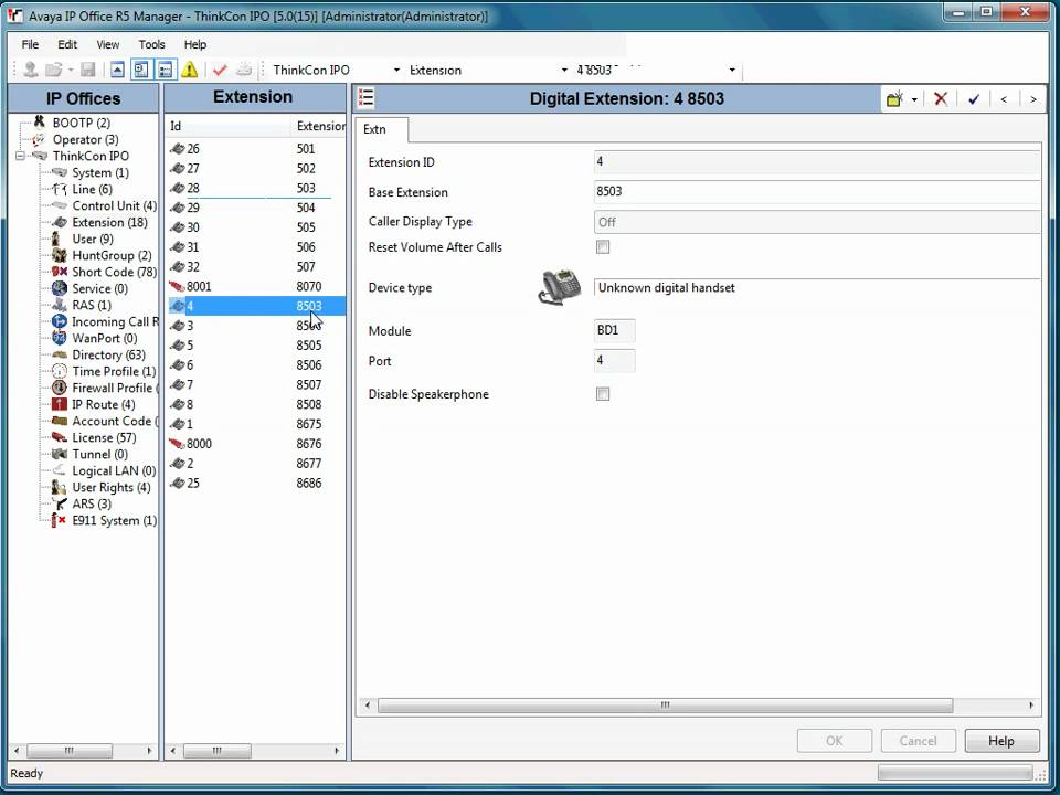 IP Office: How to move 2 extensions locations (swap desks).