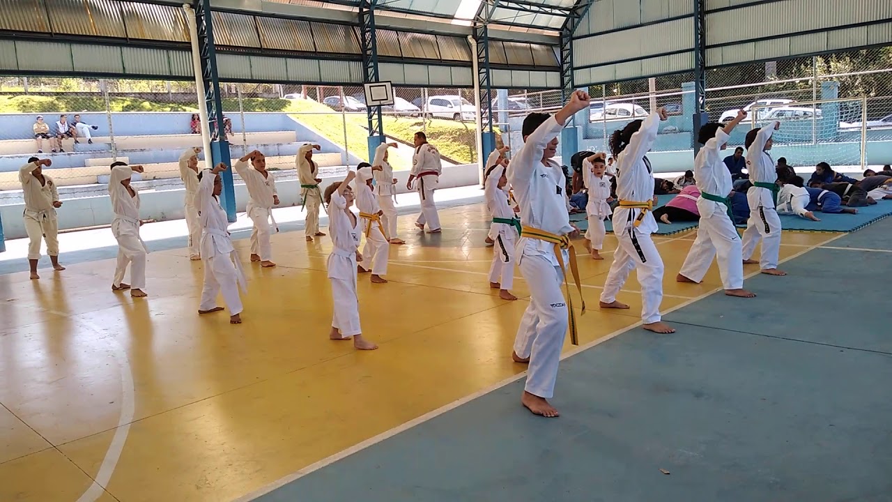 Apresenta&ccedil;&atilde;o do Taekwondo na escola Irineu com o professor Ailton Fante