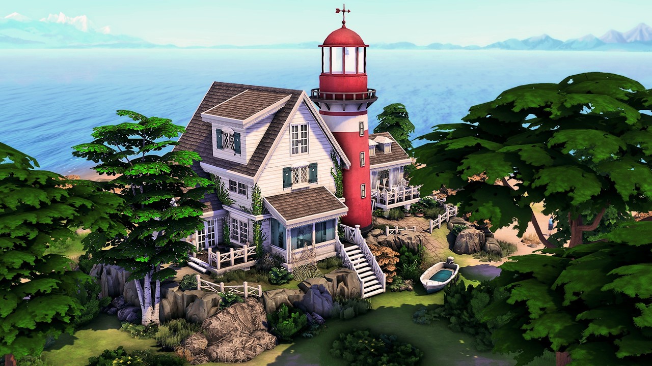Семейный дом с маяком и пекарней | The Sims 4 Скоростное строительство