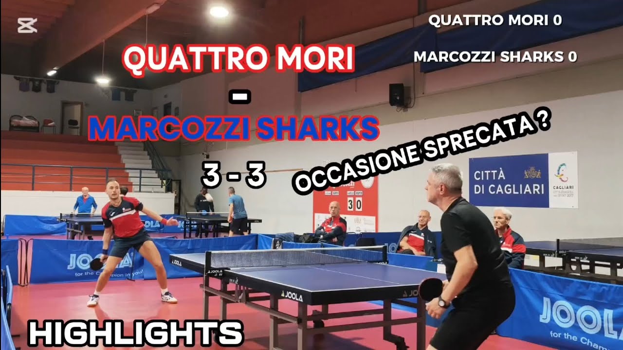 Serie D2 - 7°Giornata, QUATTRO MORI - MARCOZZI SHARKS 3-3. HIGHLIGHTS. 🏓