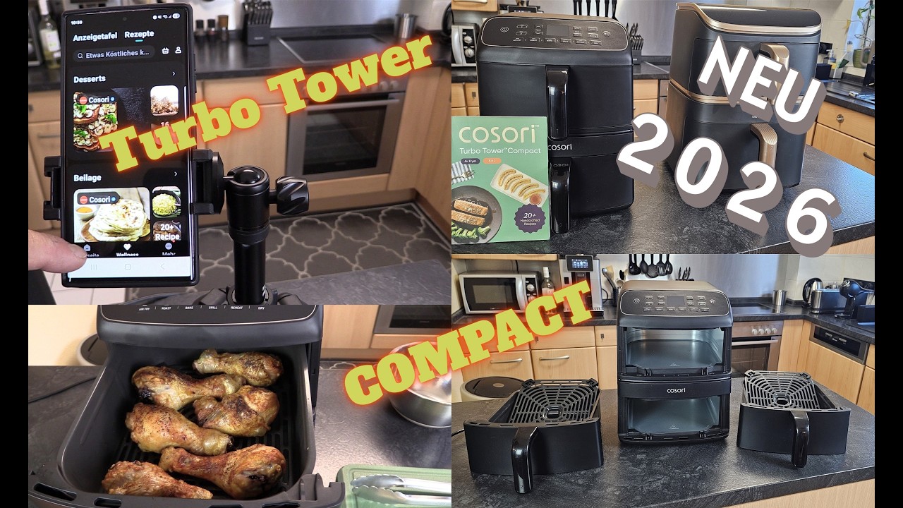 Cosori Turbo Tower COMPACT - NEU in 2026 - 8,6 L Double Stack Heißluftfritteuse - Airfryer Compact