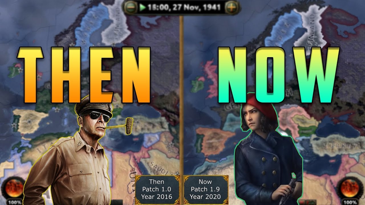 [HOI4] Double Timelapse - Then (2016) vs Now (2020). AI only