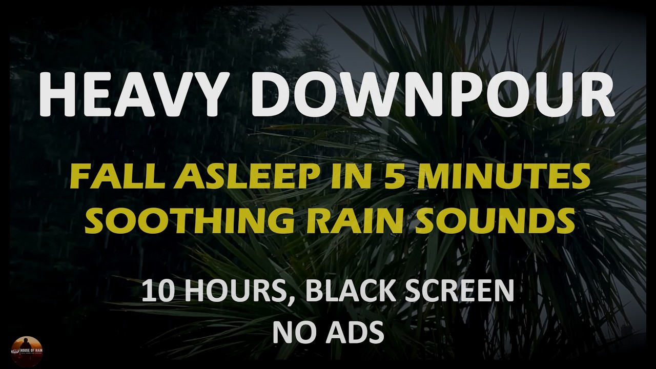 Fall Asleep in 5 Minutes with Heavy Downpour, Rain Sounds for Sleeping Black Screen, NO ADS