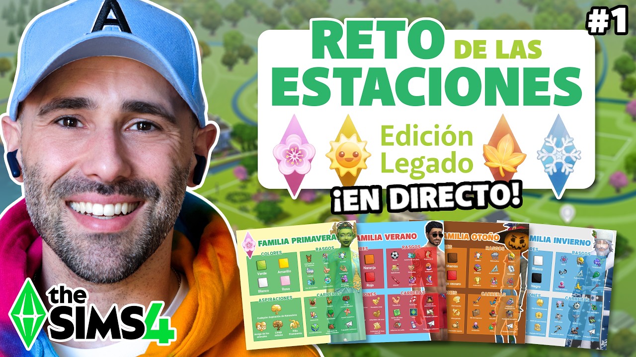 ¡He creado un RETO en Los SIMS 4 y lo jugamos EN DIRECTO! 🏘️ RETO de las ESTACIONES - Legado Ep. 1