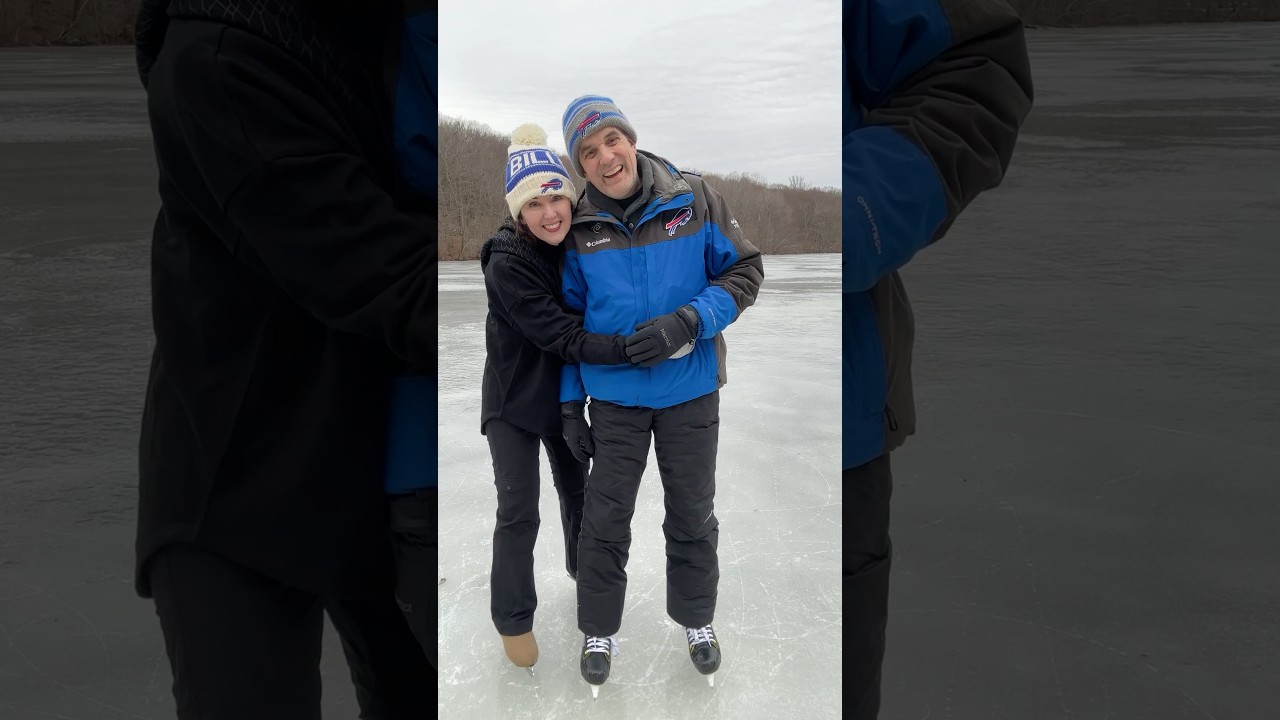 Jeremy and I skate on the frozen lake again 💙 ⛸️