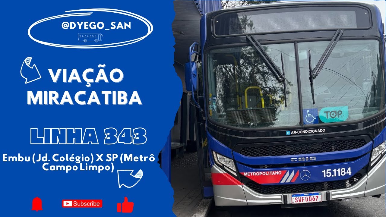 Trajeto da linha 343, Embu (Jd. Colégio) X SP (Metrô Campo Limpo).