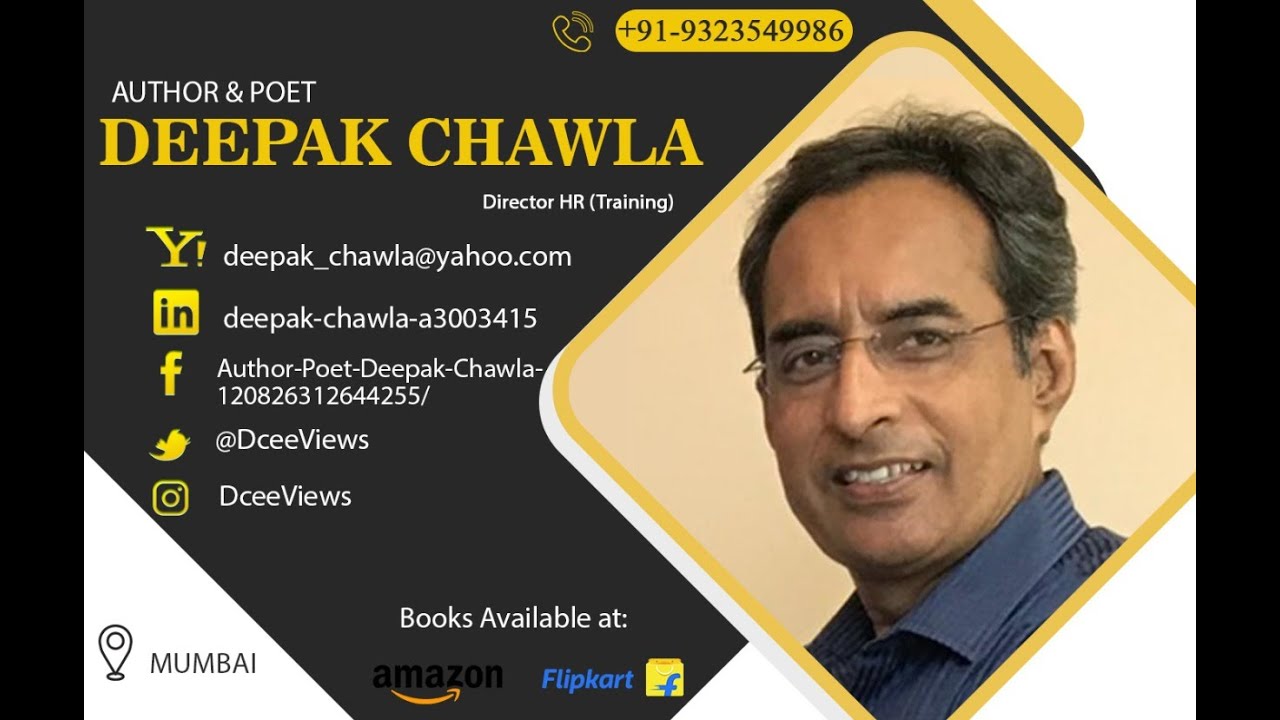 Deepak Chawla | A Marvelous Author & Poet With Voracious Writing Flair..!