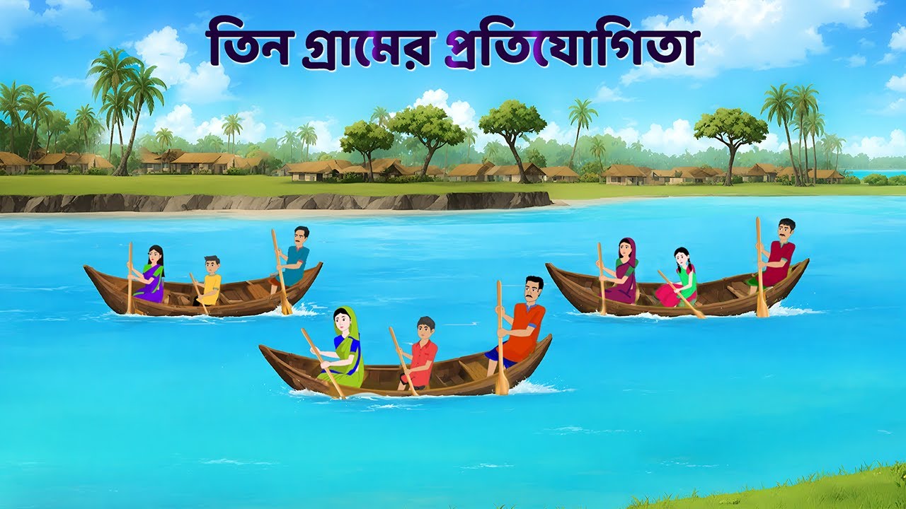 তিন গ্রামের প্রতিযোগিতা | Bangla Animation Golpo | Bengali Moral Stories Cartoon | Dhadha Point