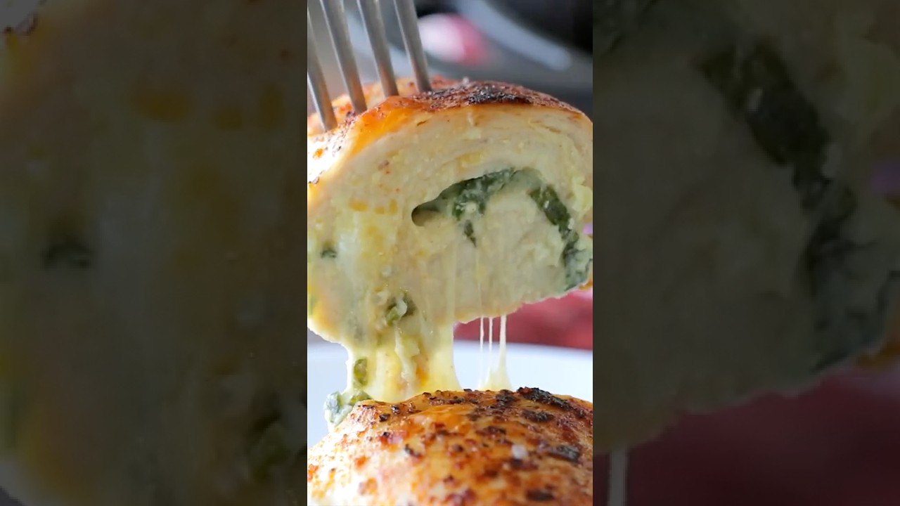 Cheesy Spinach Stuffed Chicken Breasts #shorts