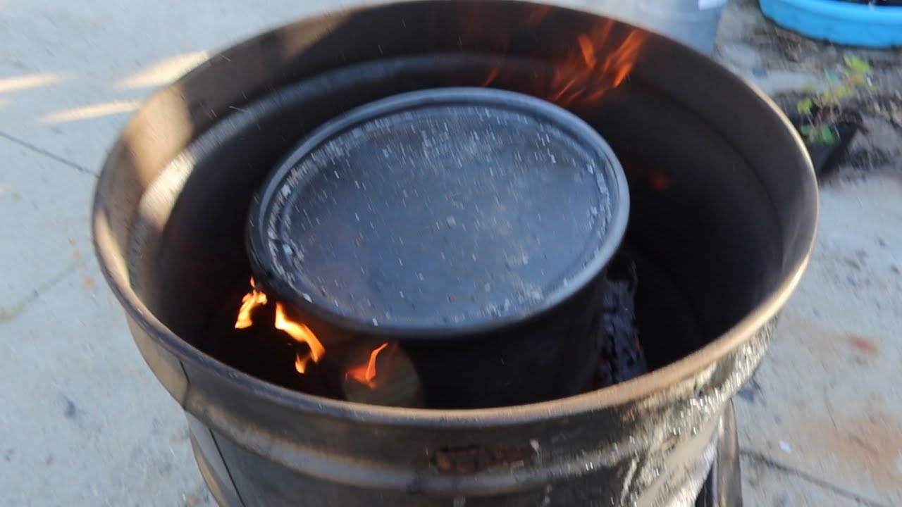 lump charcoal in home made retort kiln