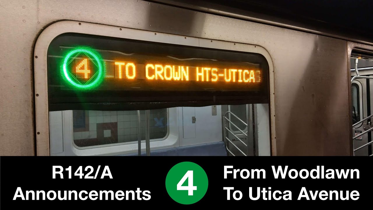 R142/A 4 Train Announcements to Crown Heights Utica Avenue from Woodlawn (2025 UPDATES + HVAC)