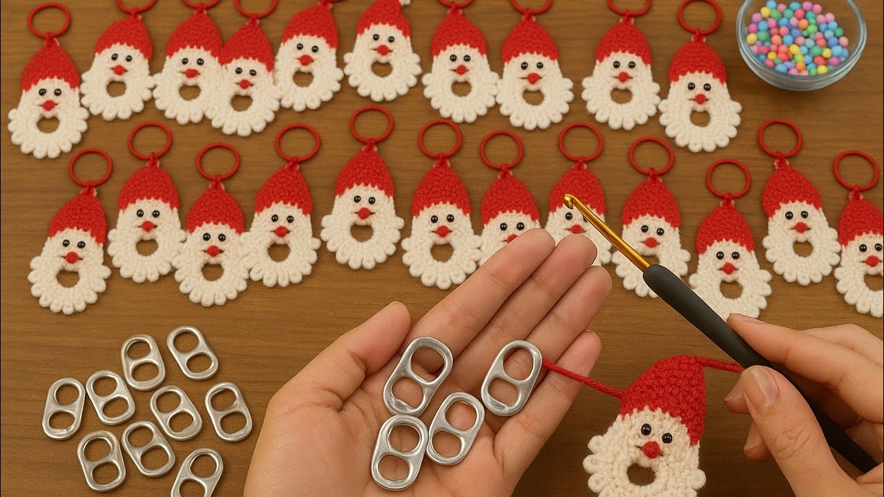 🎅🌲Очень простой Санта-Клаус 🎅, сделанный с помощью ОТКРЫВАЮЩЕГОСЯ КОЛЬЦА😳 // Рождественское украш...