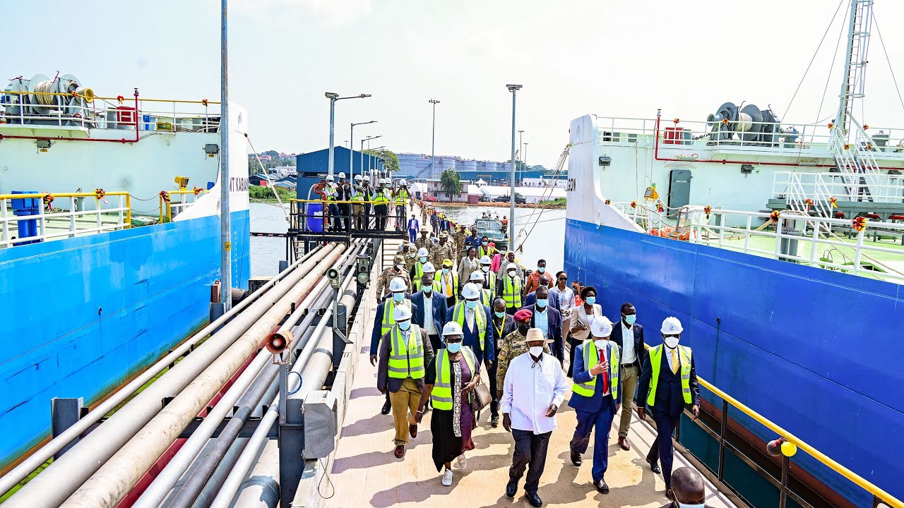 H.E Museveni on waters, walks on new ferry to launch Lake Victoria Logistics fuel transport Company