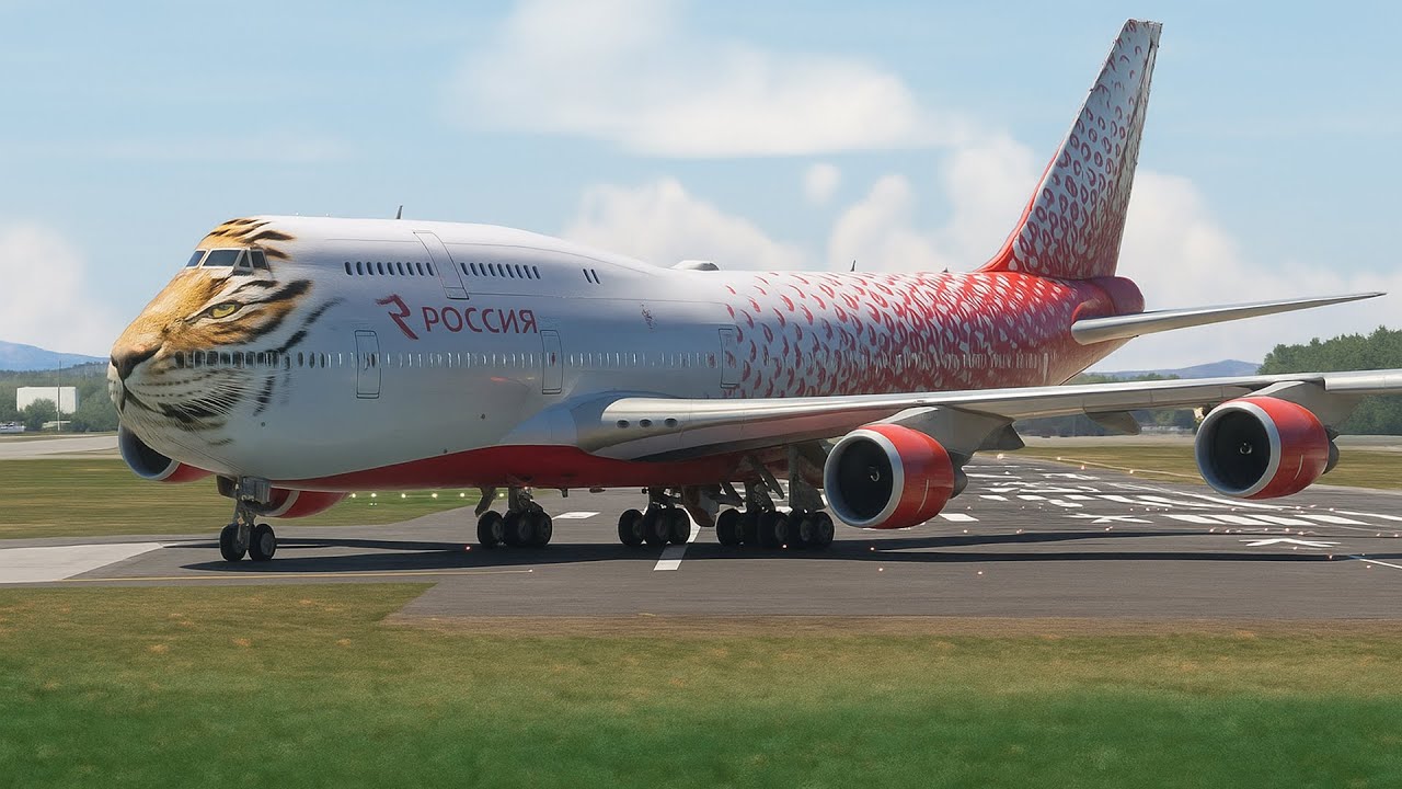 INSANE Moment! Rossiya Tigerjet Boeing 747 Hard Landing at Rio de Janeiro Airport!