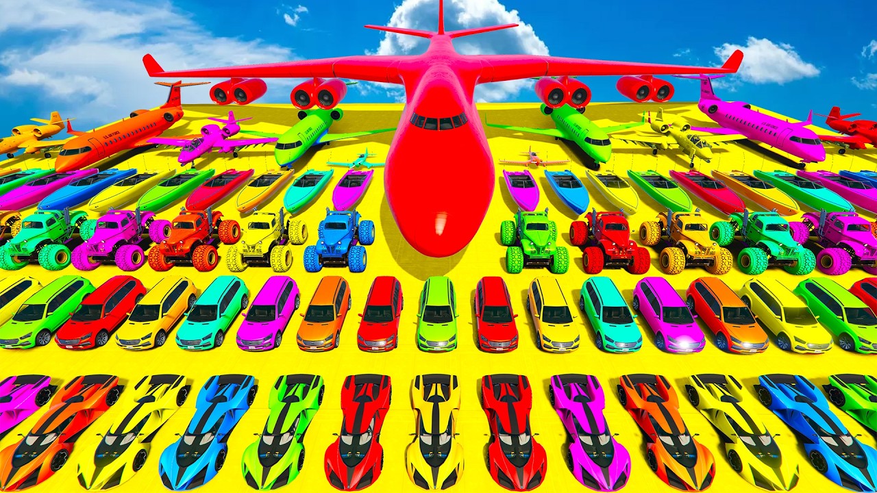 GTA V Epic New Stunt Race For Car Racing Challenge by Spider-man and Friends With Amazing Car Planes