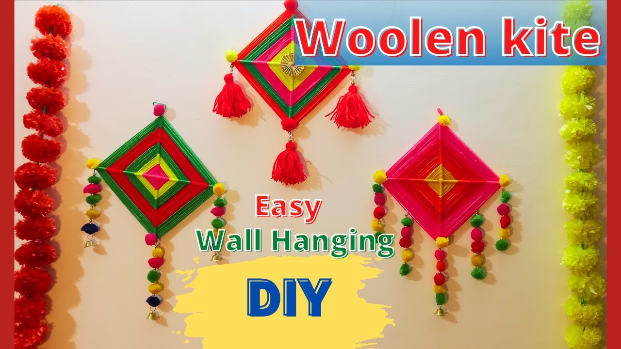 Traditional  Wall Hanging  woolen DIY I How to make a Woolen Kites| #WoolenKites#recreatewidrakhi