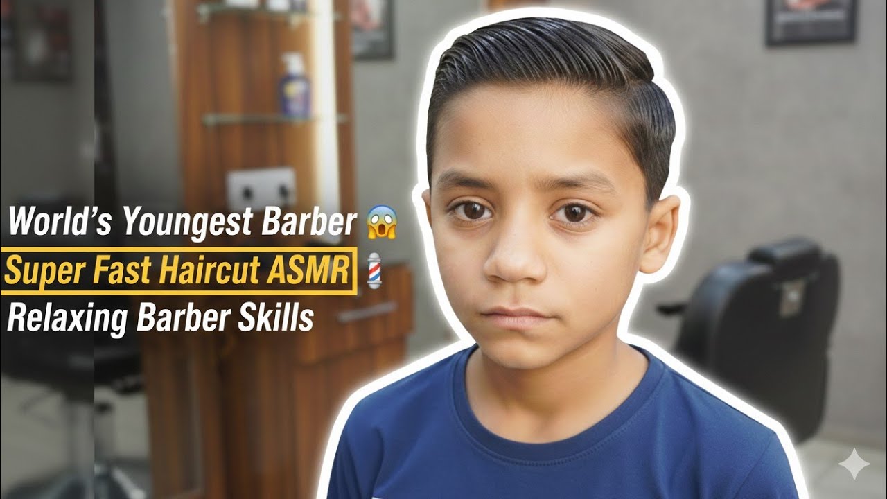 World’s Youngest Barber 😱 | Super Fast Haircut ASMR 💈 Relaxing Barber Skills