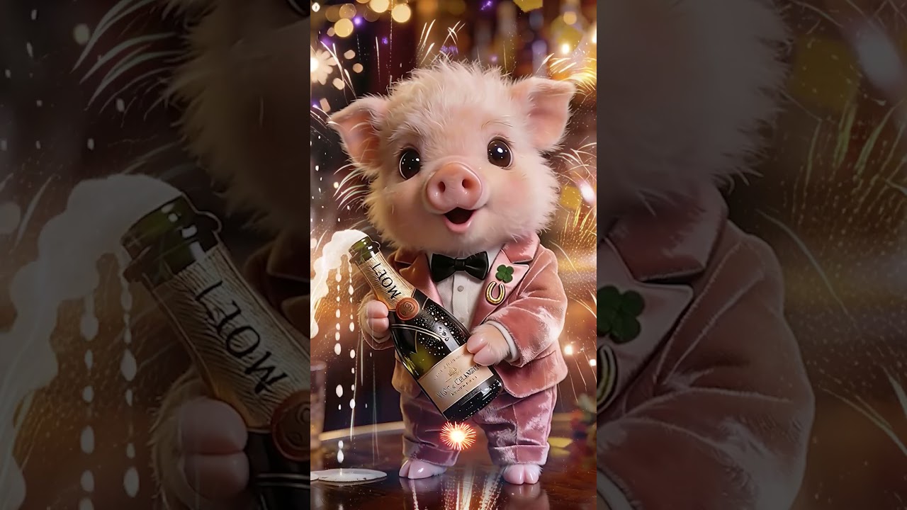 S&uuml;&szlig;es Neujahrs-Video mit Gl&uuml;cksschwein - Neujahrsgruss - Silvester Gruss - Neujahrs Gruss - 2026