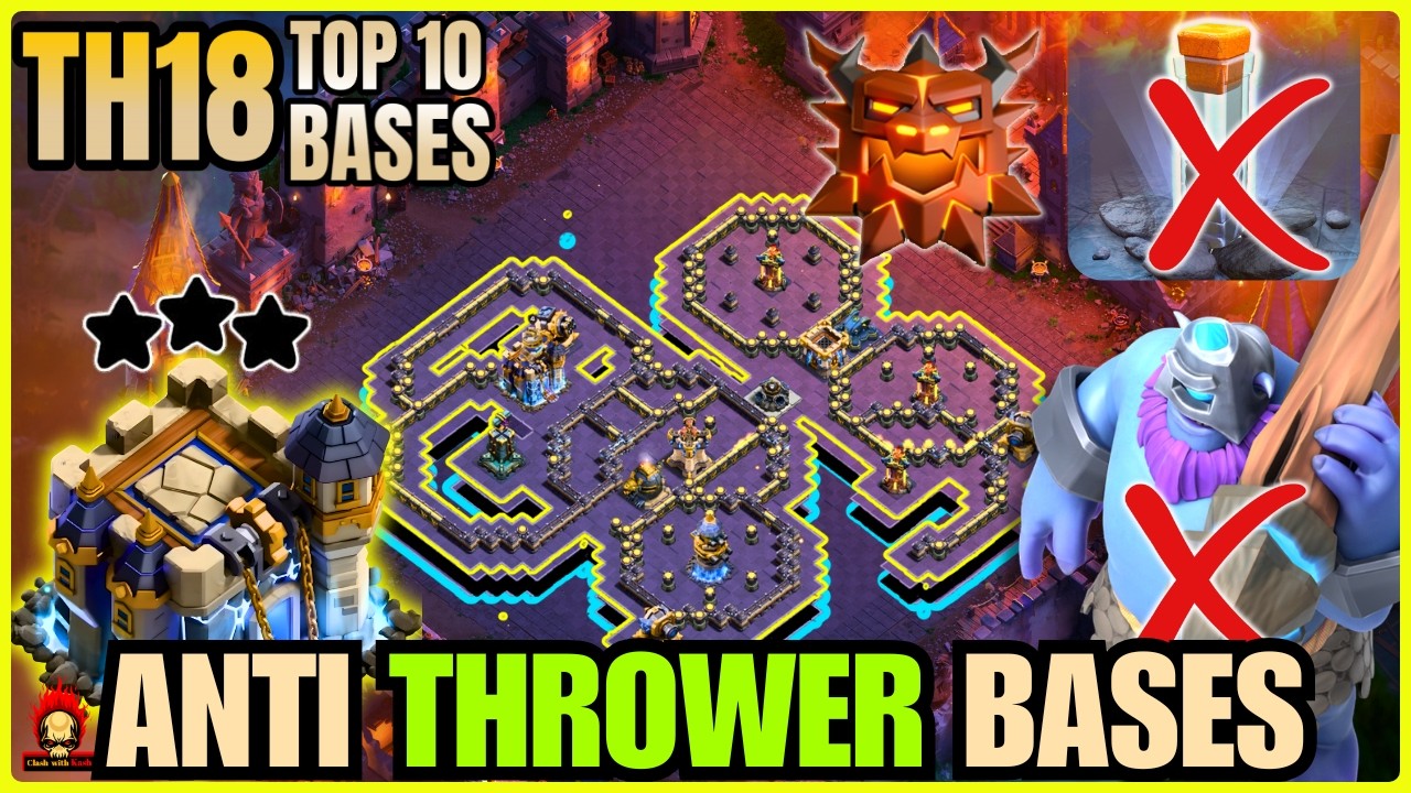 ANTI THROWER TOP 10 TOWNHALL 18 BASE ! TH18 LEGEND BASES WITH LINK ! ANTI 2 STAR TH18 WAR BASE