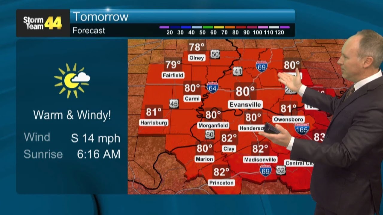 A few evening showers, then drying out