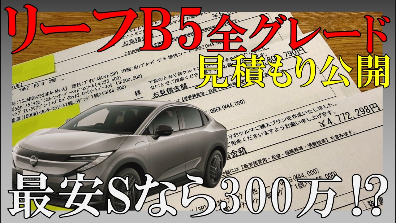 【激安】新型リーフB５のSグレードが狙い目！補助金は全グレード129万だもん！