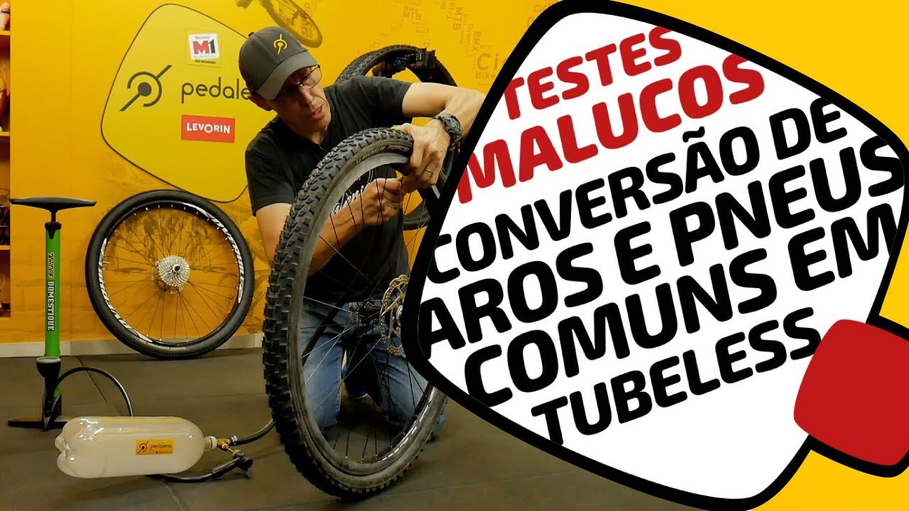 Convertendo roda e pneu simples para tubeless, sistema sem câmara e com selante. Pedaleria