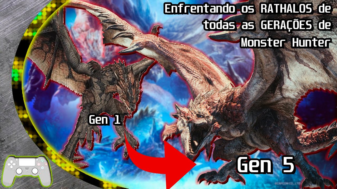 Enfrentando um RATHALOS de CADA GERAÇÃO de Monster Hunter! - MH 1 até o Monster Hunter World