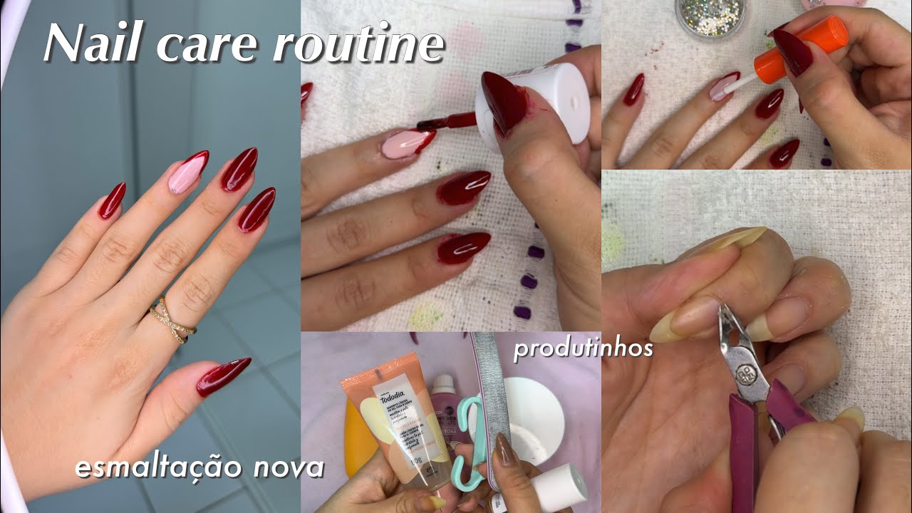 ROTINA DE CUIDADOS COM AS MINHAS UNHAS NATURAIS| Nail care e esmalta&ccedil;&atilde;o💅🏻🫧