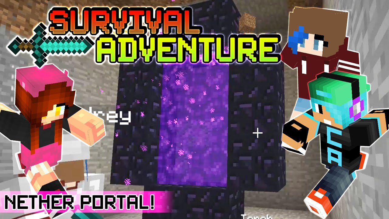 Survival Adventure EP8 | Our Nether Portal. Baby Chad!! | Gamer Chad & RadioJh Audrey