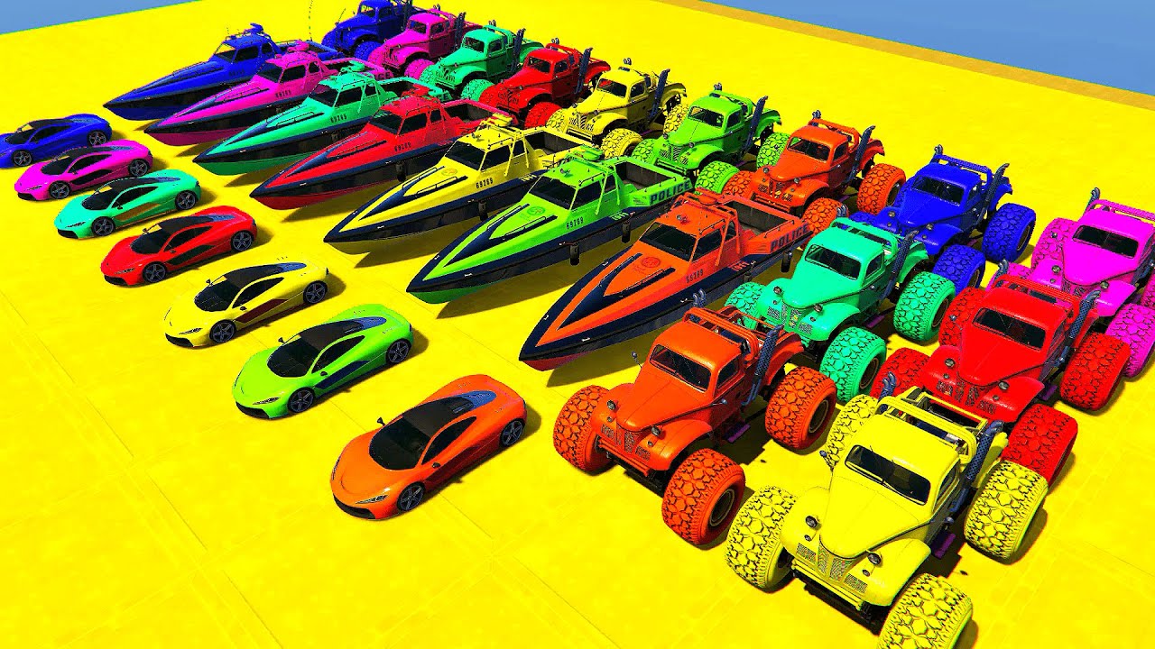 GTA V Spiderman Crazy Car Racing! Epic Stunt Map Challenge with Super Cars, Monster Truck, Planes