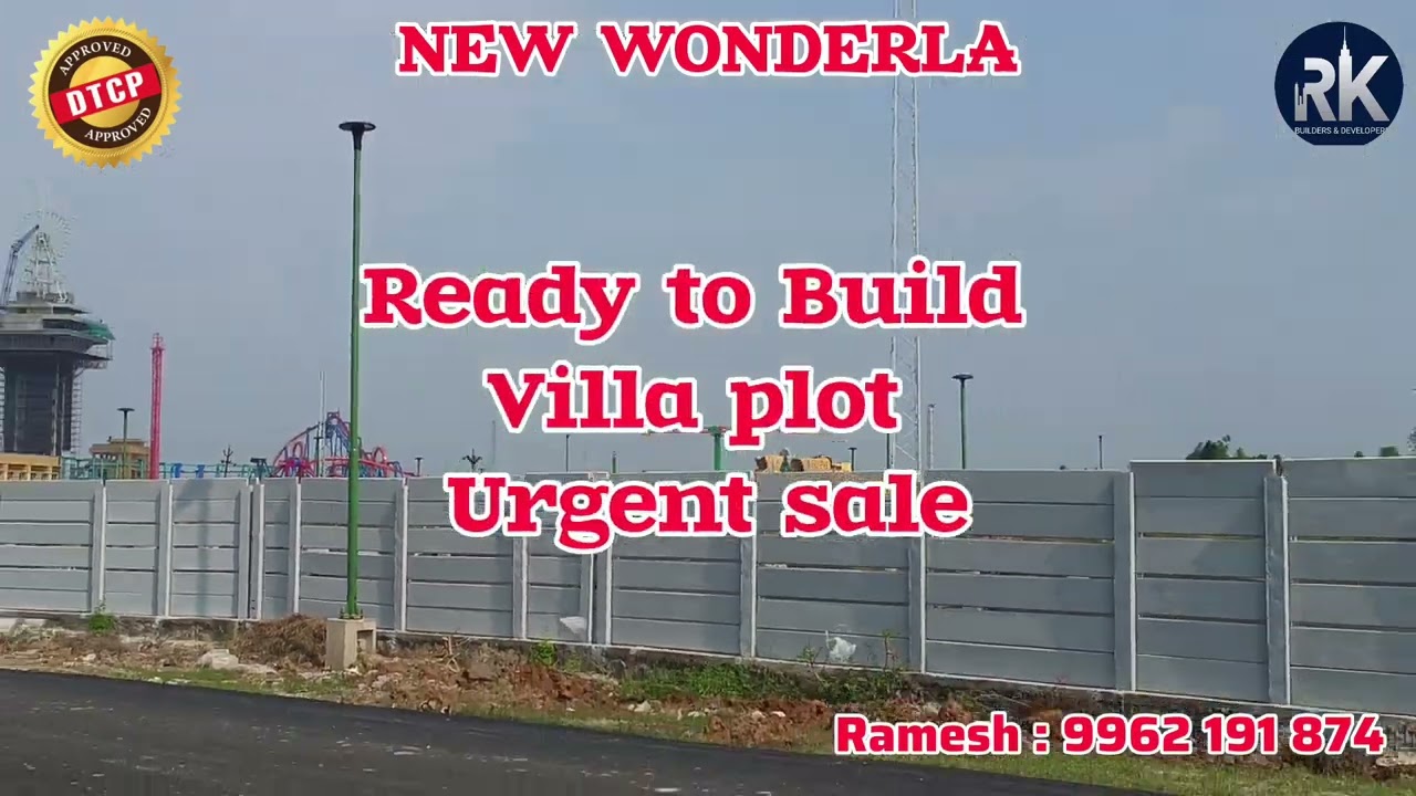 New Wonderla chennai Near. Corner plot for urgent sale 18 Lakhs. 40' & 30' Road 
