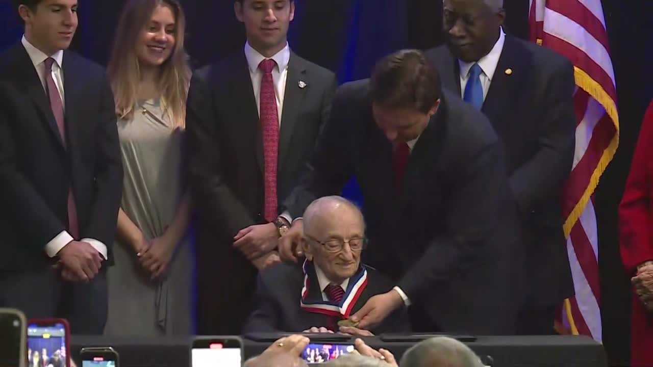 Gov. DeSantis bestows governor's medal freedom to Benjamin Ferencz