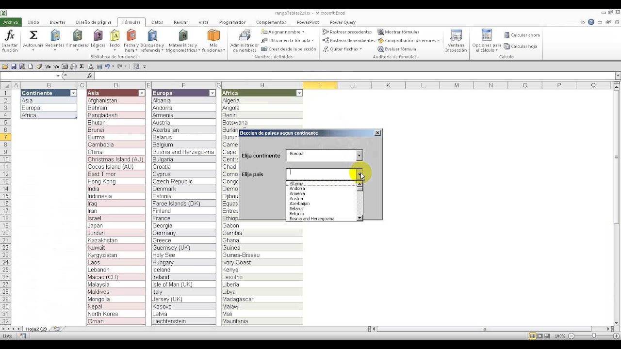 rango de tablas en combobox dependiente