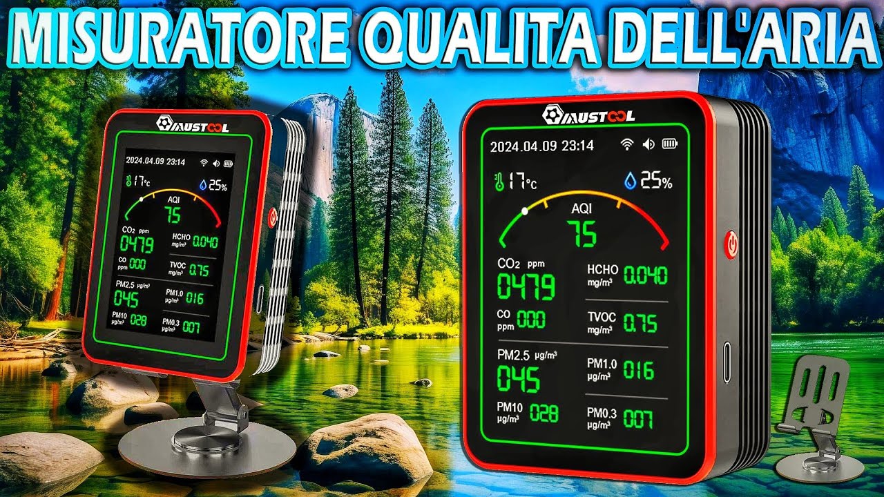 Misuratore qualità dell'aria e rilevazione con allarme di monossido di carbonio, esalazioni e PM 👌