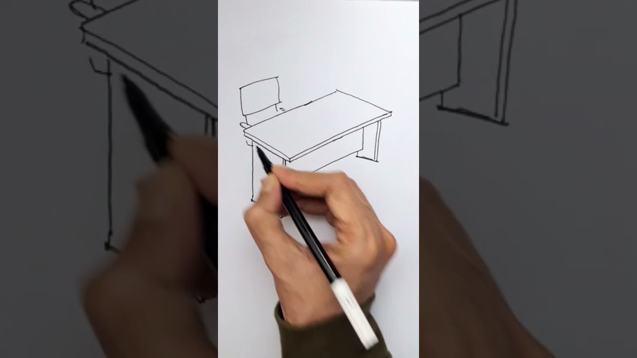 How to draw a study table in perspective 3d for beginners